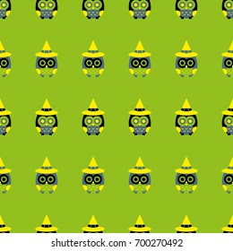 Halloween seamless pattern with cute owls