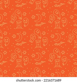 Halloween nahtloses Muster mit süßen Phantomen. Handgezeichnet oder doodle Vektorgrafik. Design-Element für Stoff, Banner, Umhüllungspapier.