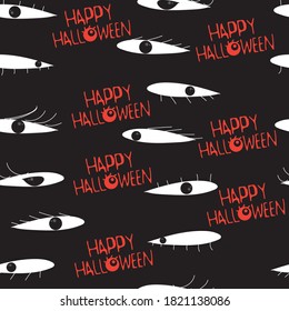 Halloween seamless pattern, cute, poster, banner, card design, packing fabric, textile vector for kids pattern, happy halloween text. Cute monster, vampire pattern, fabric design. 