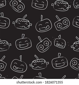 Halloween seamless pattern, cute, poster, banner, card design, packing fabric, textile vector for kids pattern, happy halloween text. Cute monster, vampire pattern, fabric design. 