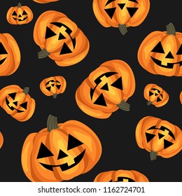Halloween seamless pattern with cute Halloween pumpkin.