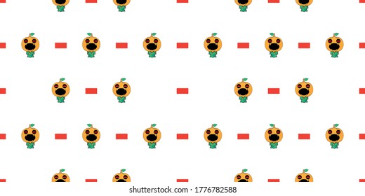 Halloween seamless pattern, Cute pumpkin devil on white background, Cute ghost icons.	

