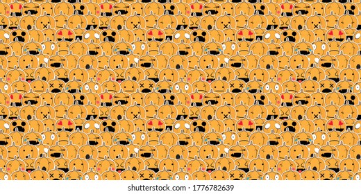 Halloween seamless pattern, Cute pumpkin face, Cute ghost icons.	