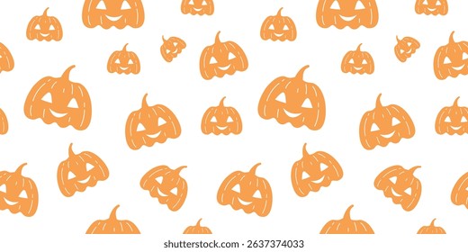 Halloween seamless pattern. Cute pumpkin pattern. Halloween pumpkin hand drawn vector pattern in flat style