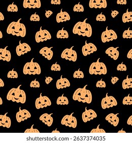 Halloween seamless pattern. Cute pumpkin pattern. Halloween pumpkin hand drawn vector pattern in flat style
