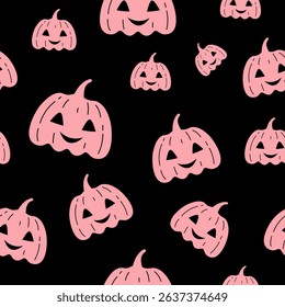 Halloween seamless pattern. Cute pumpkin pattern. Halloween pumpkin hand drawn vector pattern in flat style