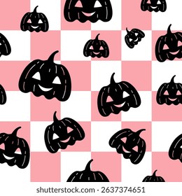 Halloween seamless pattern. Cute pumpkin pattern. Halloween pumpkin hand drawn vector pattern in flat style
