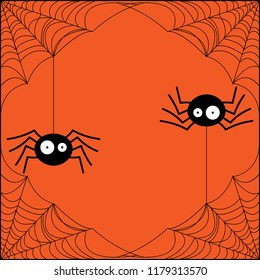 Halloween seamless pattern with cute spider and web.