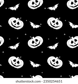 Halloween Seamless Pattern design with bat and pumpkin