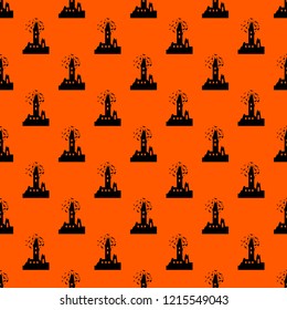 Halloween seamless pattern. Design elements for halloween party poster. Castle pattern seamless in simple style vector illustration