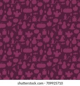 Halloween seamless pattern. Design elements for party poster. Vector illustration.