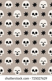 Halloween seamless pattern design with fun skull. Vector illustration.