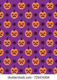 Halloween seamless pattern design with fun pumpkin. Vector illustration.
