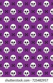 Halloween seamless pattern design with fun skull. Vector illustration.