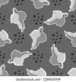 Halloween seamless pattern design with ghost and spider