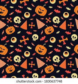 HALLOWEEN SEAMLESS PATTERN DESIGN ILLUSTRATION