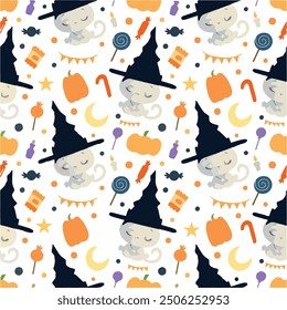 Halloween seamless pattern design illustration.