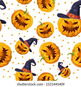 Halloween seamless pattern design with a Pumpkin on a white background . background Halloween . vector Illustration