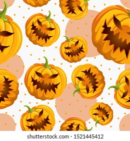 Halloween seamless pattern design with a Pumpkin and polca dot on a white background . background Halloween . vector Illustration