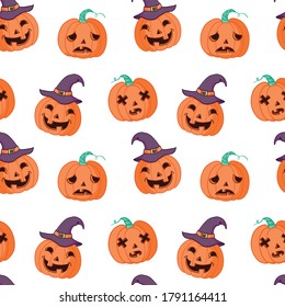 Halloween seamless pattern design with pumpkin