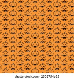 Halloween seamless pattern design with pumpkin. Vector illustration. sstkBackgrounds