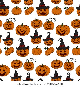 Halloween seamless pattern design with pumpkin.