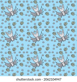 halloween Seamless Pattern Design . Vector Illustration.