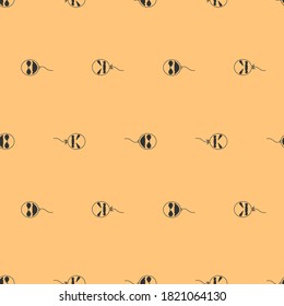Halloween seamless pattern, Devil face balloon on orange background, Cute ghost icons.	