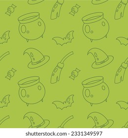 Halloween seamless pattern. Doodle art