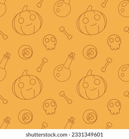 Halloween seamless pattern. Doodle art