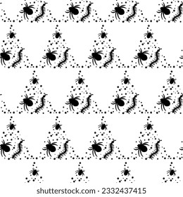 Halloween Seamless pattern in doodle style. Vector hand drawn holiday illustration. Line art sketch