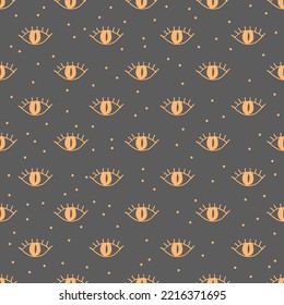 Halloween seamless pattern with eyes. Hand drawn or doodle vector illustration. Design element for fabric, banner, wrapping paper.