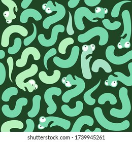 Halloween Seamless Pattern. Fabric Halloween print.  Camouflage Print. Colorful Worms. Animals Seamless Pattern