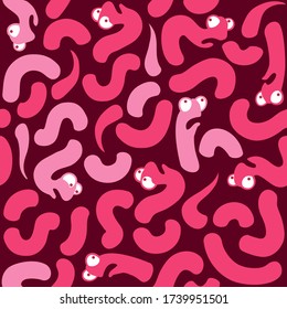 Halloween Seamless Pattern. Fabric Halloween print.  Camouflage Print. Colorful Worms. Animals Seamless Pattern