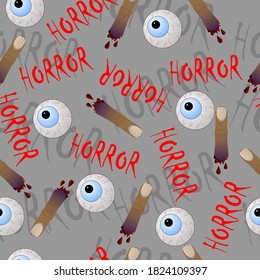 Halloween seamless pattern with fingers and eyes