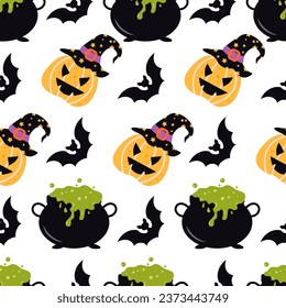 halloween seamless pattern with flat color concept