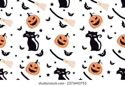 halloween seamless pattern with flat color concept