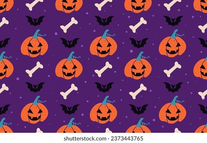 halloween seamless pattern with flat color concept