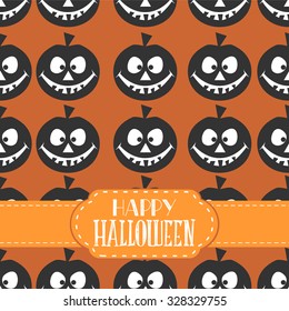 Halloween seamless pattern. Flat style with hand lettered text.  