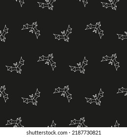 Halloween seamless pattern with flying bat silhouettes on a black background