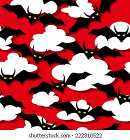 Halloween seamless pattern with flying bats. Vector illustration