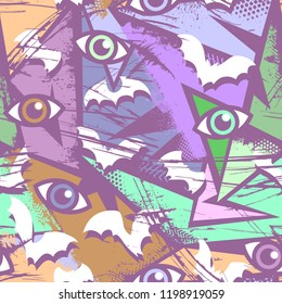 Halloween seamless pattern. Funny and cute creature pattern