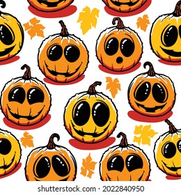 halloween seamless pattern funny cute pumpkins