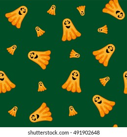 Halloween seamless pattern with funny ghosts