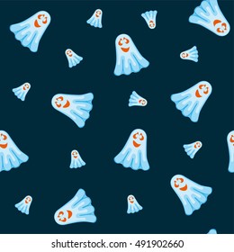 Halloween seamless pattern with funny ghosts