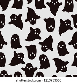 Halloween Seamless Pattern Ghost Black and White