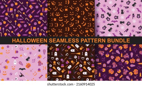 Halloween seamless pattern with ghost, candy, pumpkin, etc. You can use this as a background or wallpaper