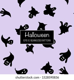 Halloween seamless pattern with ghost. Cartoon style. Vector illustration.