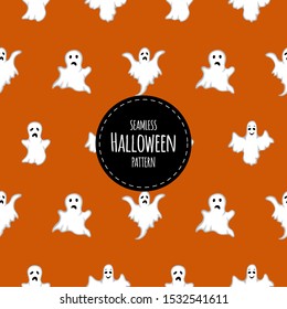 Halloween seamless pattern with ghost. Cartoon style. Vector illustration.