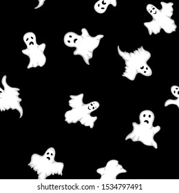 Halloween seamless pattern with ghost. Cartoon style. Vector illustration.